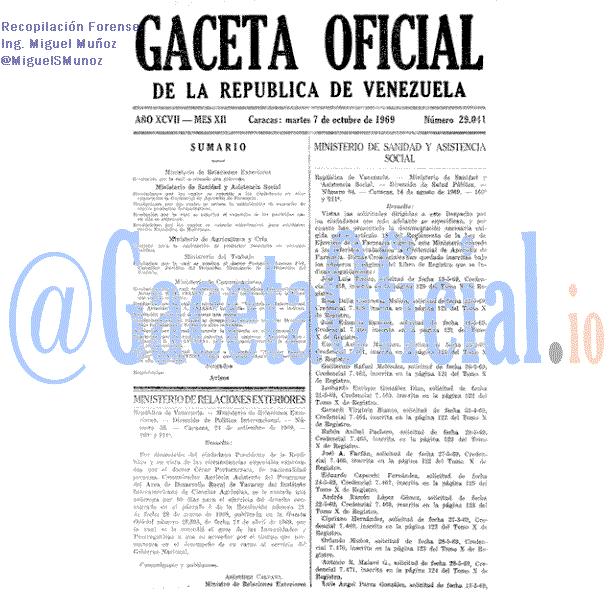 Gaceta Oficial 29041 del 7 Octubre 1969