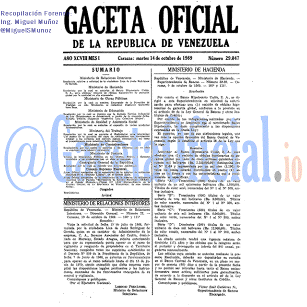 Gaceta Oficial 29047 del 14 Octubre 1969