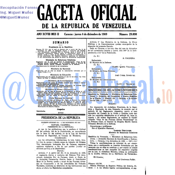 Gaceta Oficial 29090 del 4 Diciembre 1969