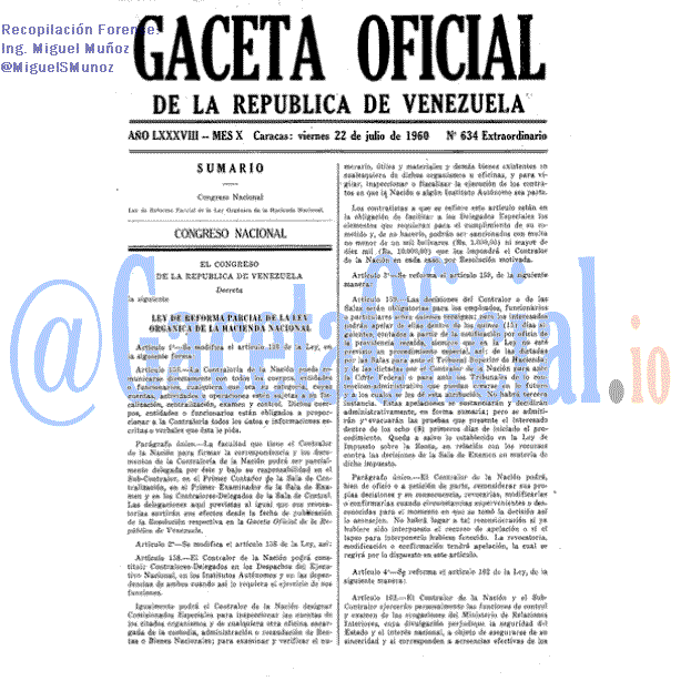 Gaceta Oficial 634 del 22 Julio 1960