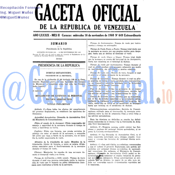Gaceta Oficial 649 del 16 Noviembre 1960