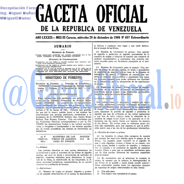 Gaceta Oficial 657 del 28 Diciembre 1960