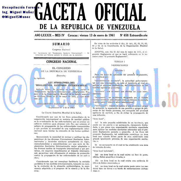 Gaceta Oficial 658 del 13 Enero 1961