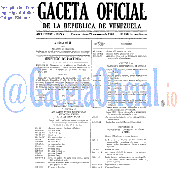 Gaceta Oficial 680 del 20 Marzo 1961