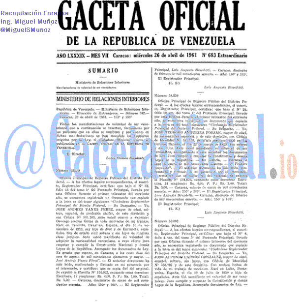 Gaceta Oficial 683 del 26 Abril 1961