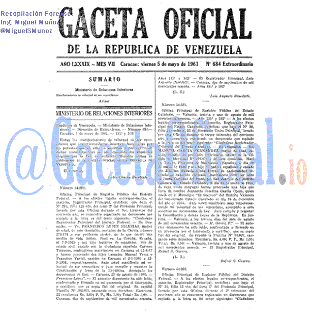Gaceta Oficial 684 del 5 Mayo 1961