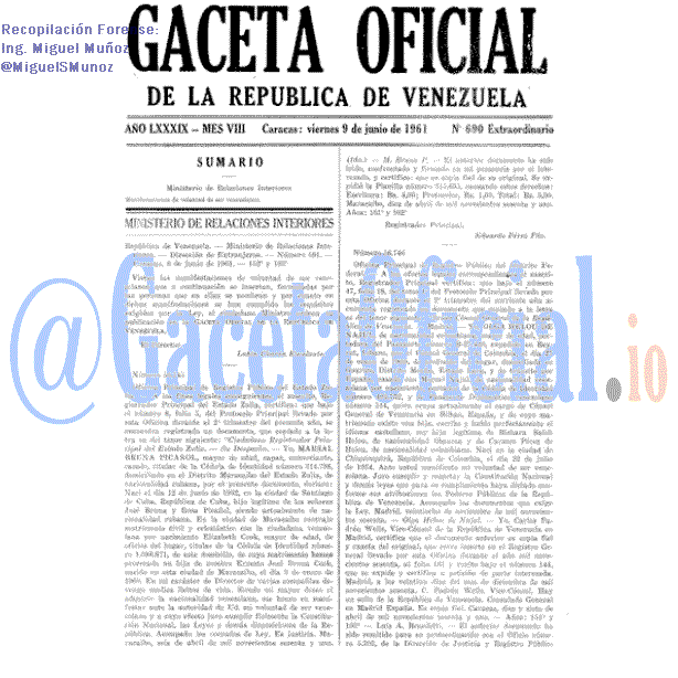 Gaceta Oficial 690 del 9 Junio 1961
