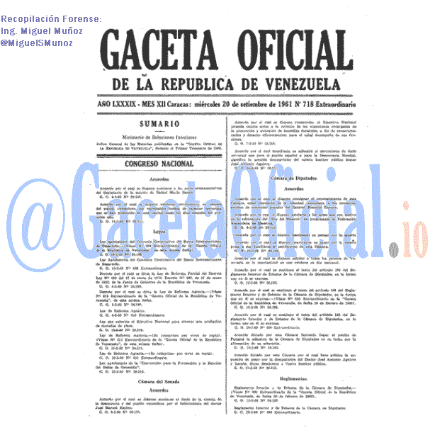 Gaceta Oficial 718 del 20 Septiembre 1961