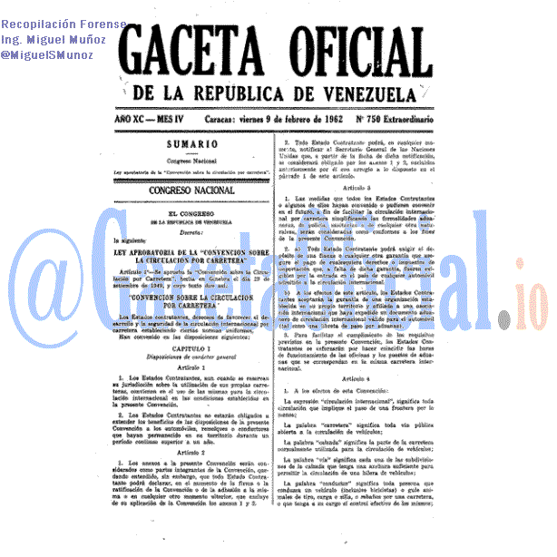 Gaceta Oficial 750 del 9 Febrero 1962