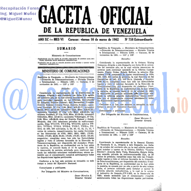 Gaceta Oficial 758 del 16 Marzo 1962