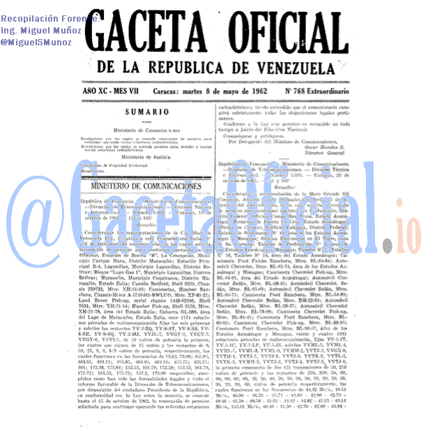 Gaceta Oficial 768 del 8 Mayo 1962