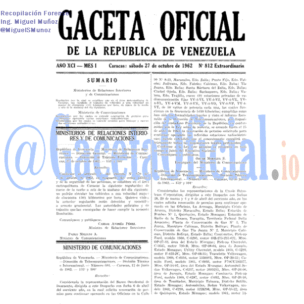 Gaceta Oficial 812 del 27 Octubre 1962