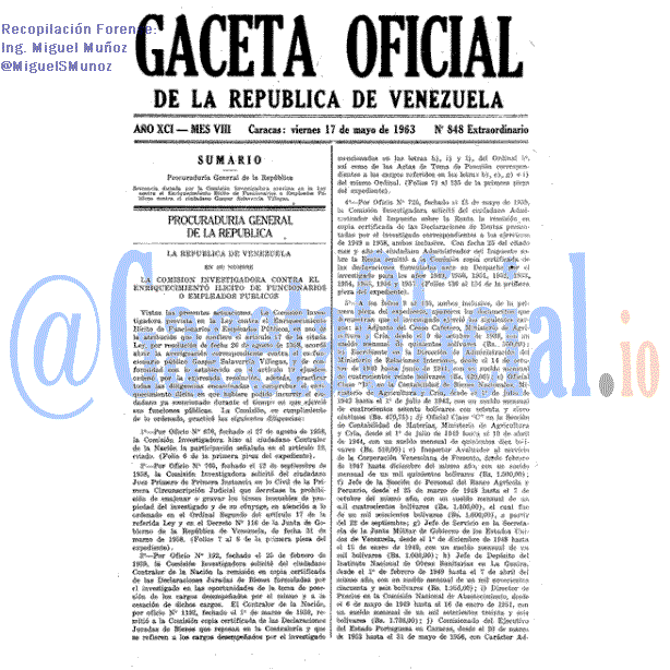 Gaceta Oficial 848 del 17 Mayo 1963