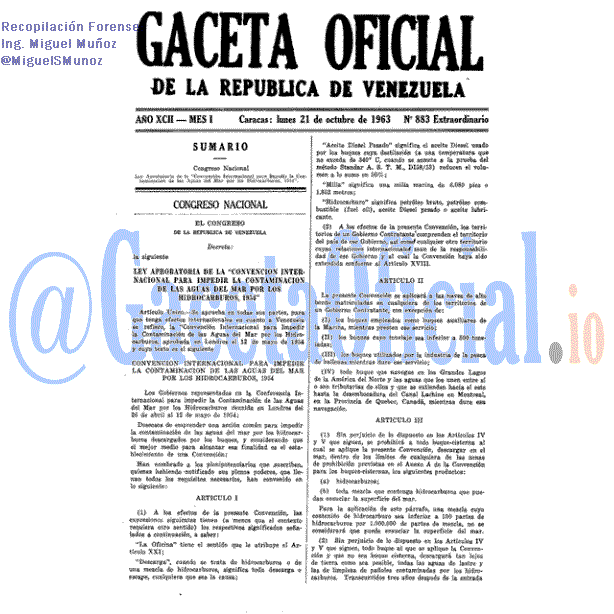 Gaceta Oficial 883 del 21 Octubre 1963
