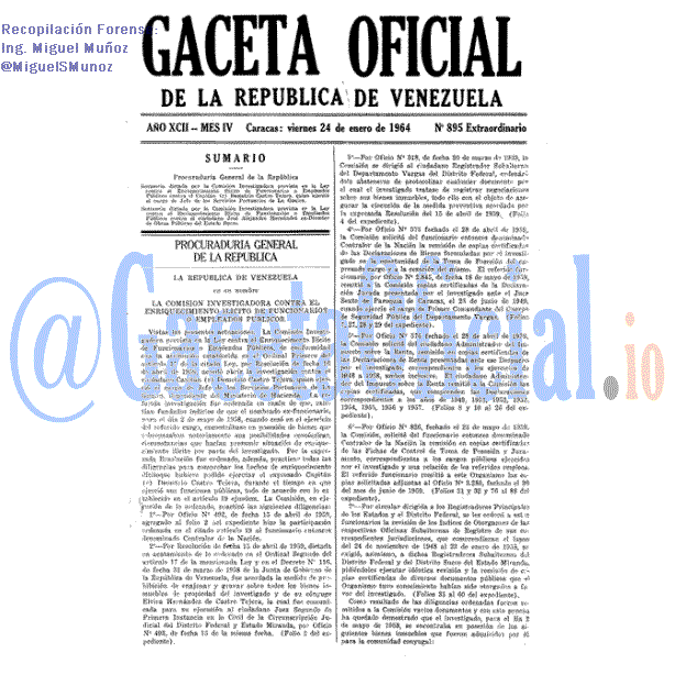 Gaceta Oficial 895 del 24 Enero 1964