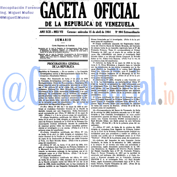 Gaceta Oficial 904 del 15 Abril 1964
