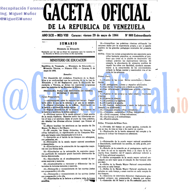 Gaceta Oficial 909 del 29 Mayo 1964