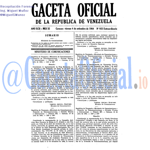 Gaceta Oficial 925 del 4 Septiembre 1964