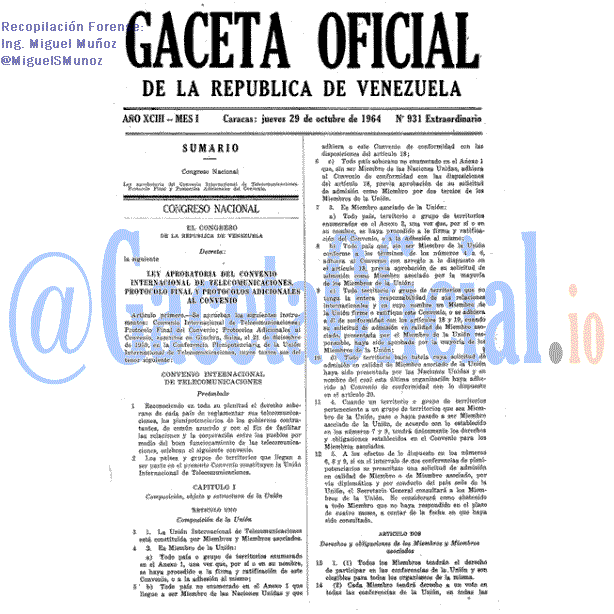 Gaceta Oficial 931 del 29 Octubre 1964