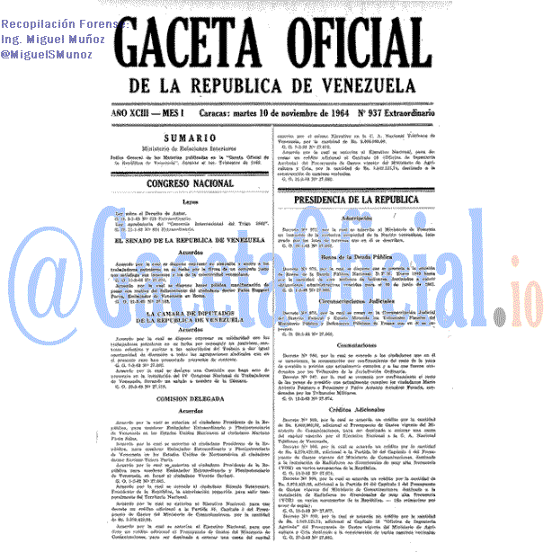 Gaceta Oficial 937 del 10 Noviembre 1964