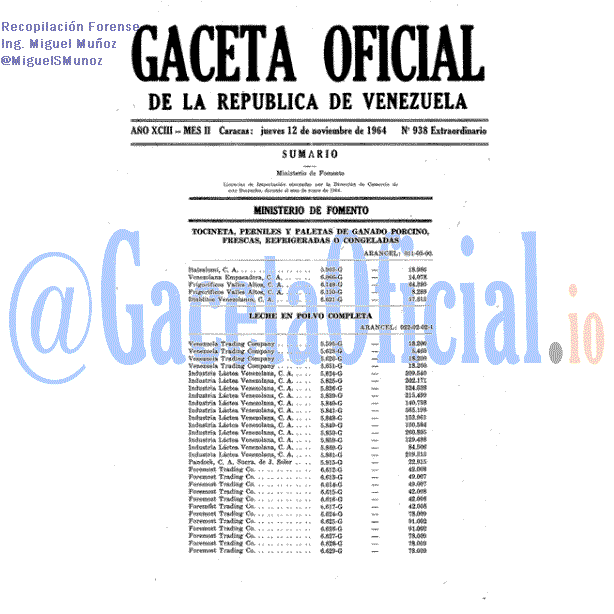 Gaceta Oficial 938 del 12 Noviembre 1964