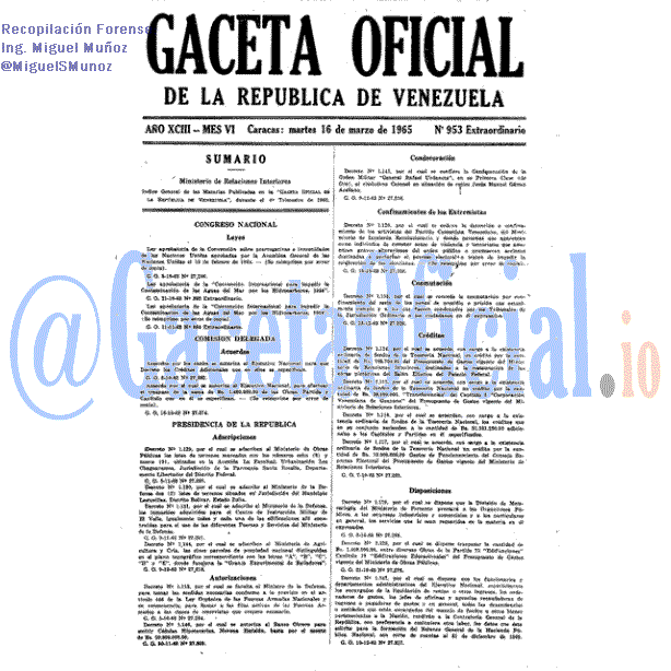 Gaceta Oficial 953 del 16 Marzo 1965
