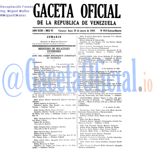 Gaceta Oficial 954 del 29 Marzo 1965