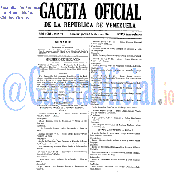 Gaceta Oficial 955 del 8 Abril 1965