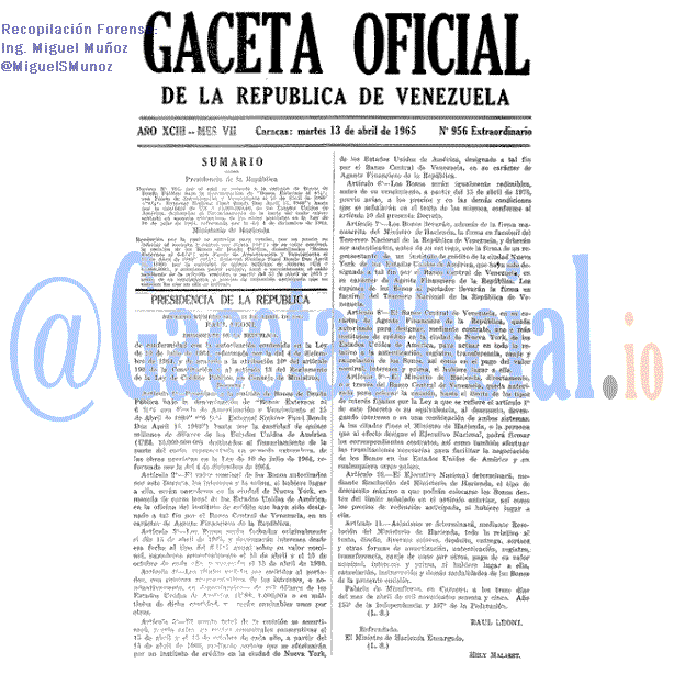 Gaceta Oficial 956 del 13 Abril 1965