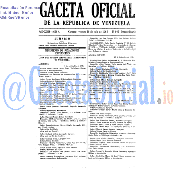 Gaceta Oficial 965 del 16 Julio 1965