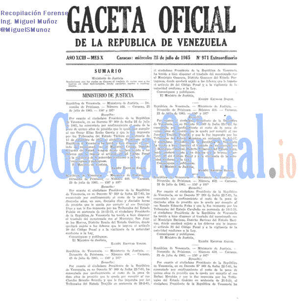 Gaceta Oficial 971 del 28 Julio 1965
