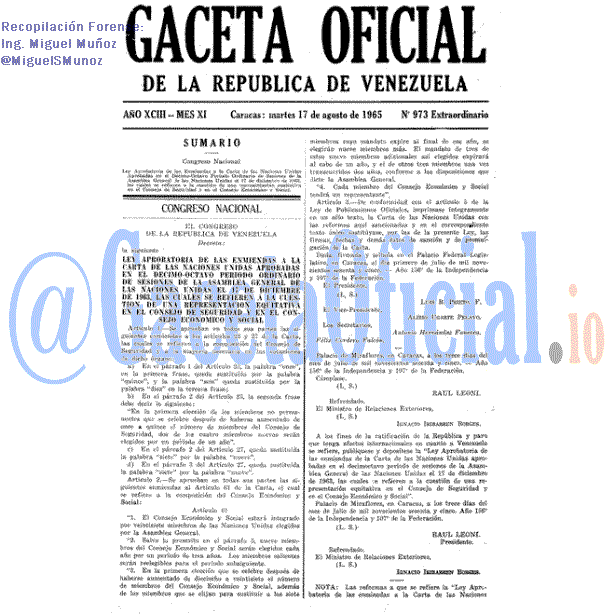 Gaceta Oficial 973 del 17 Agosto 1965