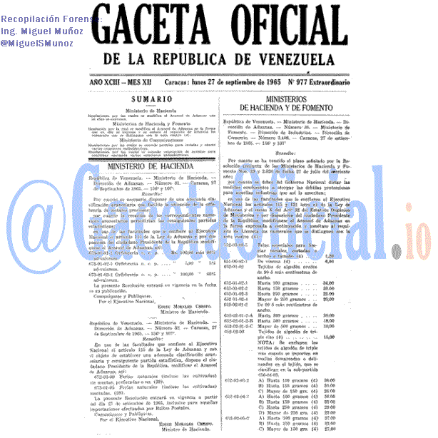 Gaceta Oficial 977 del 27 Septiembre 1965