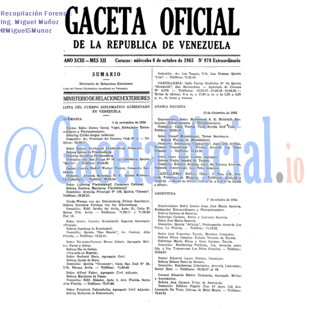 Gaceta Oficial 978 del 6 Octubre 1965