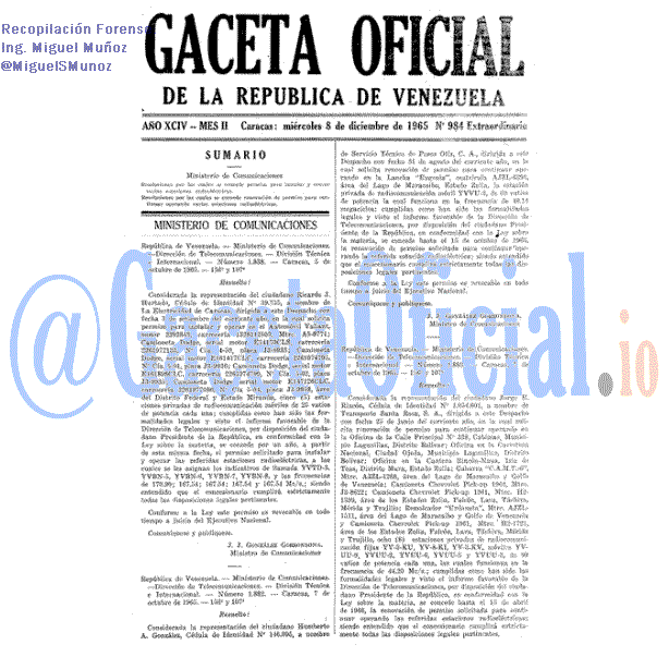 Gaceta Oficial 984 del 8 Diciembre 1965