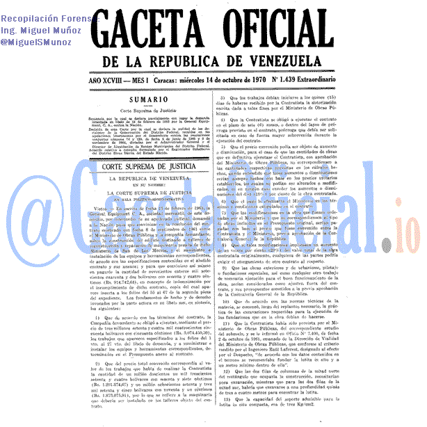 Gaceta Oficial 1439 del 14 Octubre 1970
