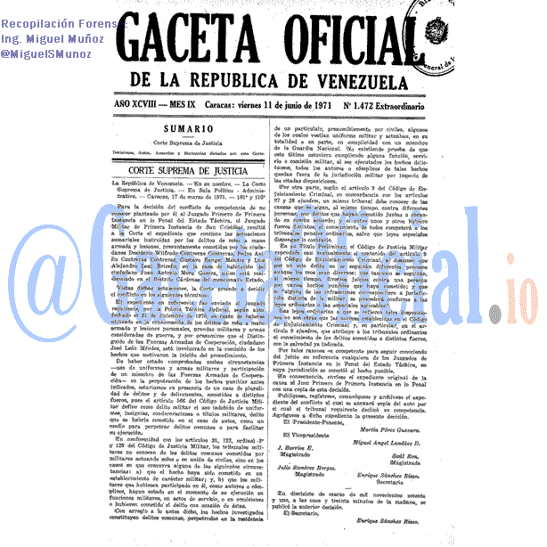 Gaceta Oficial 1472 del 11 Junio 1971