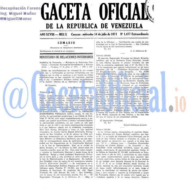Gaceta Oficial 1477 del 14 Julio 1971