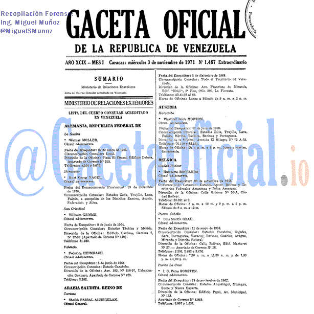 Gaceta Oficial 1487 del 3 Noviembre 1971