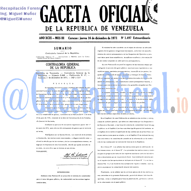 Gaceta Oficial 1497 del 16 Diciembre 1971