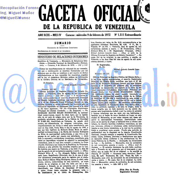 Gaceta Oficial 1511 del 9 Febrero 1972