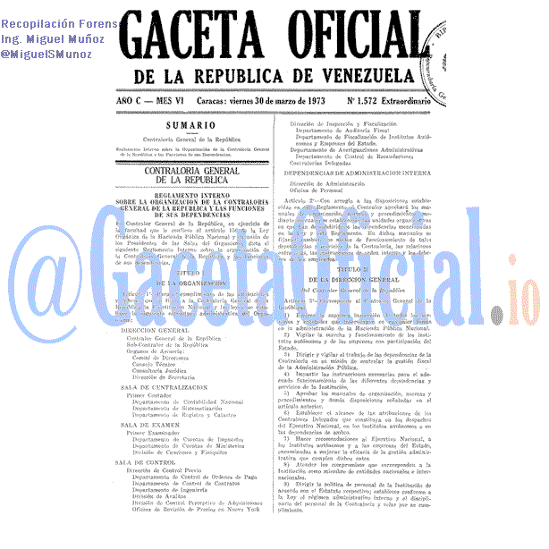 Gaceta Oficial 1572 del 30 Marzo 1973
