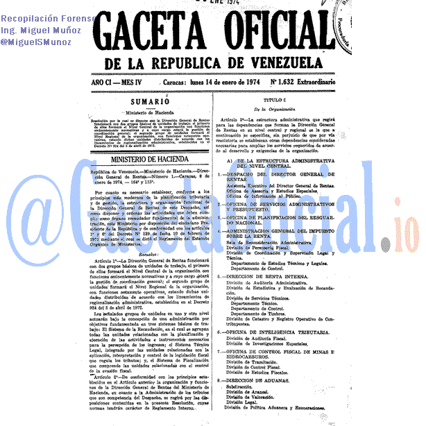 Gaceta Oficial 1632 del 14 Enero 1974
