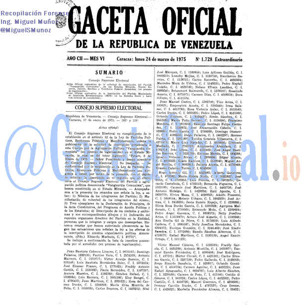 Gaceta Oficial 1728 del 24 Marzo 1975