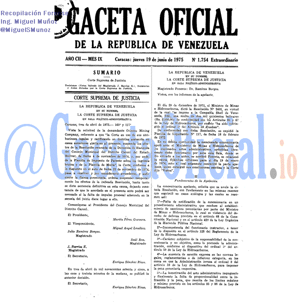 Gaceta Oficial 1754 del 19 Junio 1975