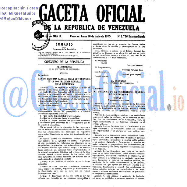 Gaceta Oficial 1756 del 30 Junio 1975