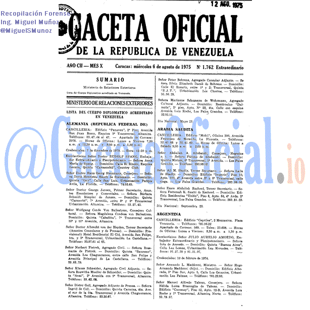 Gaceta Oficial 1762 del 6 Agosto 1975