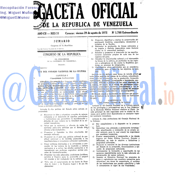 Gaceta Oficial 1768 del 29 Agosto 1975