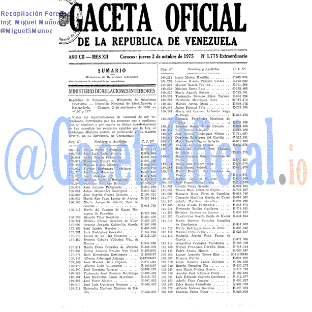 Gaceta Oficial 1775 del 2 Octubre 1975