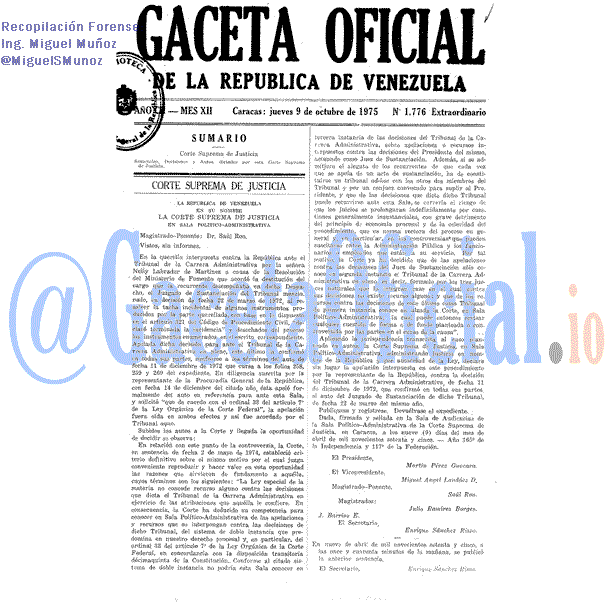 Gaceta Oficial 1776 del 9 Octubre 1975